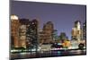 Urban City Night Scene Panorama from Boston Massachusetts.-Songquan Deng-Mounted Photographic Print