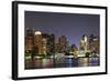 Urban City Night Scene Panorama from Boston Massachusetts.-Songquan Deng-Framed Photographic Print