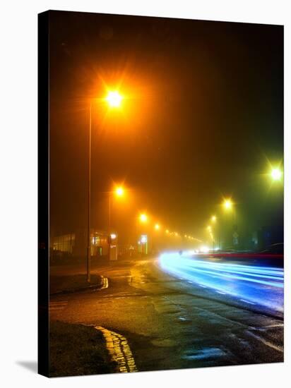 Urban City Road Long Exposure.Night Photo .Bllured Lines of Car-Vania Zhukevych-Stretched Canvas