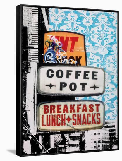 Urban Collage Café-Deanna Fainelli-Framed Stretched Canvas