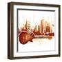 Urban Grunge City With Guitar-rodho-Framed Art Print