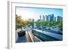 Urban Jungle, Modern Hangzhou Jianggan Cityscape on a Beautiful Day, Hangzhou, Zhejiang, China-Andreas Brandl-Framed Photographic Print