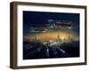 Urban Landscape of Post Apocalyptic Future with Flying Spaceships or Life after a Global War. Digit-Rustic-Framed Art Print