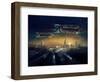 Urban Landscape of Post Apocalyptic Future with Flying Spaceships or Life after a Global War. Digit-Rustic-Framed Art Print