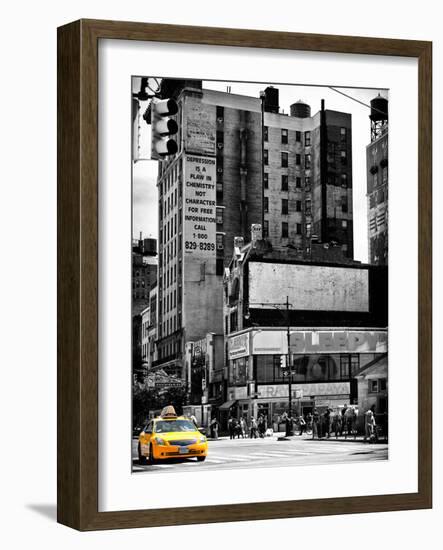 Urban Lifestyle Scene, Yellow Cab, Amsterdam Av, Upper West Side of Manhattan, NYC, USA-Philippe Hugonnard-Framed Photographic Print