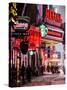 Urban Night Street Scene in Times Square in Snow in Winter-Philippe Hugonnard-Stretched Canvas