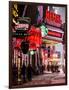 Urban Night Street Scene in Times Square in Snow in Winter-Philippe Hugonnard-Framed Photographic Print