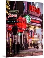 Urban Night Street Scene in Times Square in Snow in Winter-Philippe Hugonnard-Mounted Photographic Print