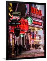 Urban Night Street Scene in Times Square in Snow in Winter-Philippe Hugonnard-Framed Photographic Print