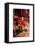 Urban Night Street Scene in Times Square in Snow in Winter-Philippe Hugonnard-Framed Stretched Canvas