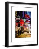 Urban Night Street Scene in Times Square in Snow in Winter-Philippe Hugonnard-Framed Art Print