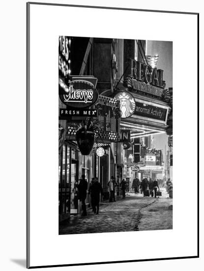 Urban Night Street Scene in Times Square in Snow in Winter-Philippe Hugonnard-Mounted Art Print