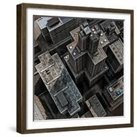 Urban Rooftops, Aerial View of a 3D City Render-Petrafler-Framed Premium Giclee Print