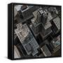 Urban Rooftops, Aerial View of a 3D City Render-Petrafler-Framed Stretched Canvas