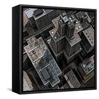 Urban Rooftops, Aerial View of a 3D City Render-Petrafler-Framed Stretched Canvas