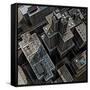 Urban Rooftops, Aerial View of a 3D City Render-Petrafler-Framed Stretched Canvas
