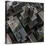 Urban Rooftops, Aerial View of a 3D City Render-Petrafler-Stretched Canvas