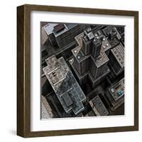 Urban Rooftops, Aerial View of a 3D City Render-Petrafler-Framed Art Print