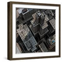 Urban Rooftops, Aerial View of a 3D City Render-Petrafler-Framed Art Print