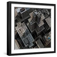 Urban Rooftops, Aerial View of a 3D City Render-Petrafler-Framed Art Print