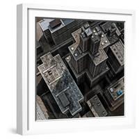 Urban Rooftops, Aerial View of a 3D City Render-Petrafler-Framed Art Print