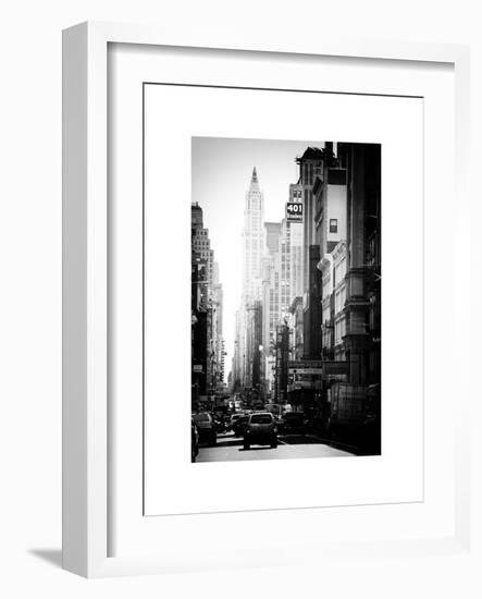 Urban Scene, 401 Broadway, Soho, Manhattan, NYC, White Frame, Old Black and White Photography-Philippe Hugonnard-Framed Art Print