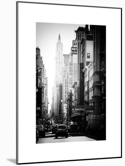 Urban Scene, 401 Broadway, Soho, Manhattan, NYC, White Frame, Old Black and White Photography-Philippe Hugonnard-Mounted Art Print