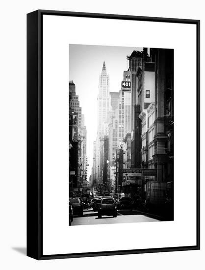 Urban Scene, 401 Broadway, Soho, Manhattan, NYC, White Frame, Old Black and White Photography-Philippe Hugonnard-Framed Stretched Canvas