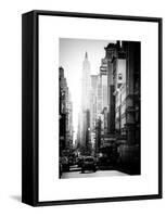 Urban Scene, 401 Broadway, Soho, Manhattan, NYC, White Frame, Old Black and White Photography-Philippe Hugonnard-Framed Stretched Canvas