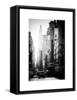 Urban Scene, 401 Broadway, Soho, Manhattan, NYC, White Frame, Old Black and White Photography-Philippe Hugonnard-Framed Stretched Canvas