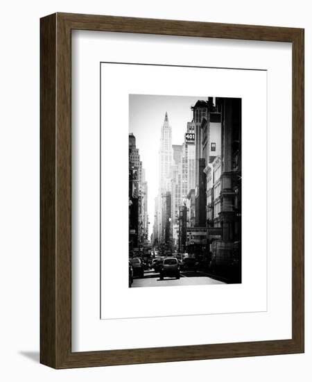 Urban Scene, 401 Broadway, Soho, Manhattan, NYC, White Frame, Old Black and White Photography-Philippe Hugonnard-Framed Art Print