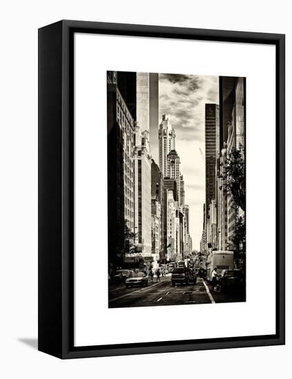 Urban Scene, Architecture and Buildings, Midtown Manhattan, NYCa, White Frame, Sepia Original-Philippe Hugonnard-Framed Stretched Canvas