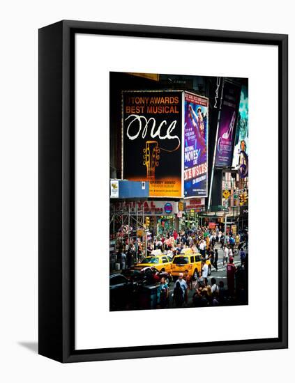 Urban Scene at Times Square, Advertising Views, Manhattan, New York, White Frame-Philippe Hugonnard-Framed Stretched Canvas