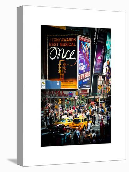 Urban Scene at Times Square, Advertising Views, Manhattan, New York, White Frame-Philippe Hugonnard-Stretched Canvas
