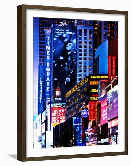 Urban Scene at Times Square NYC by Night, Manhattan, New York, United States-Philippe Hugonnard-Framed Premium Photographic Print