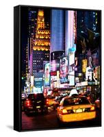 Urban Scene by Night, Times Square, Manhattan, New York City, United States-Philippe Hugonnard-Framed Stretched Canvas