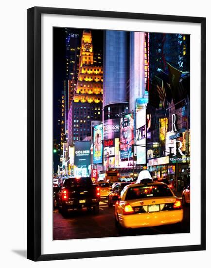 Urban Scene by Night, Times Square, Manhattan, New York City, United States-Philippe Hugonnard-Framed Premium Photographic Print