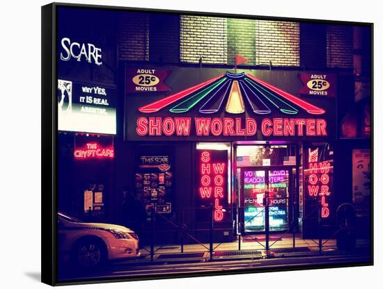 Urban Scene by Night - Vintage Store in Times Square - Manhattan - New York City - United States-Philippe Hugonnard-Framed Stretched Canvas