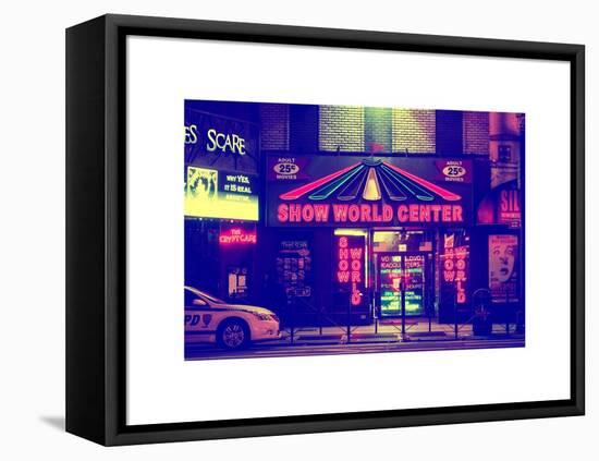 Urban Scene by Night - Vintage Store in Times Square - Manhattan - New York City - United States-Philippe Hugonnard-Framed Stretched Canvas