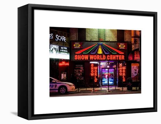 Urban Scene by Night - Vintage Store in Times Square - Manhattan - New York City-Philippe Hugonnard-Framed Stretched Canvas