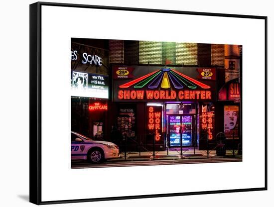 Urban Scene by Night - Vintage Store in Times Square - Manhattan - New York City-Philippe Hugonnard-Framed Stretched Canvas