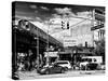 Urban Scene, Coney Island Av and Subway Station, Brooklyn, Ny, US, USA, Black and White Photography-Philippe Hugonnard-Stretched Canvas