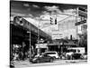 Urban Scene, Coney Island Av and Subway Station, Brooklyn, Ny, US, USA, Black and White Photography-Philippe Hugonnard-Stretched Canvas