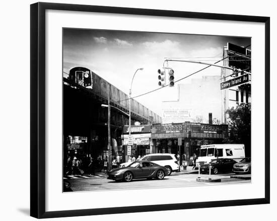 Urban Scene, Coney Island Av and Subway Station, Brooklyn, Ny, US, USA, Old-Philippe Hugonnard-Framed Photographic Print