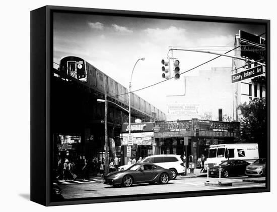 Urban Scene, Coney Island Av and Subway Station, Brooklyn, Ny, US, USA, Old-Philippe Hugonnard-Framed Stretched Canvas