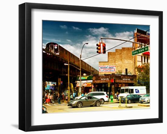 Urban Scene, Coney Island Av and Subway Station, Brooklyn, Ny, US, USA, Sunset Colors Photography-Philippe Hugonnard-Framed Premium Photographic Print