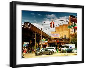 Urban Scene, Coney Island Av and Subway Station, Brooklyn, Ny, US, USA, Sunset Colors Photography-Philippe Hugonnard-Framed Premium Photographic Print