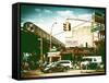 Urban Scene, Coney Island Av and Subway Station, Brooklyn, Ny, US, USA, Vintage Color Photography-Philippe Hugonnard-Framed Stretched Canvas