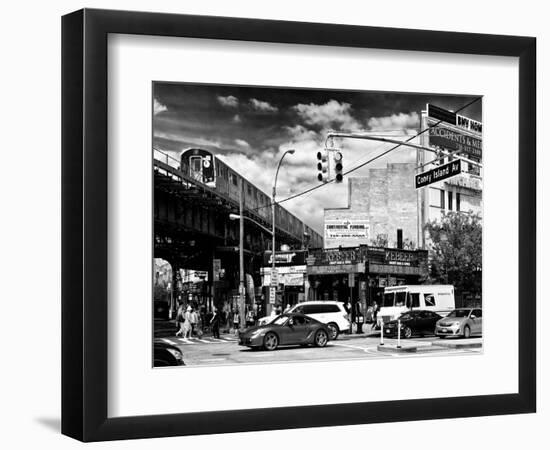 Urban Scene, Coney Island Av and Subway Station, Brooklyn, Ny, US, White Frame-Philippe Hugonnard-Framed Art Print