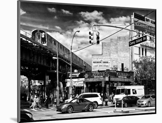 Urban Scene, Coney Island Av and Subway Station, Brooklyn, Ny, US, White Frame-Philippe Hugonnard-Mounted Art Print